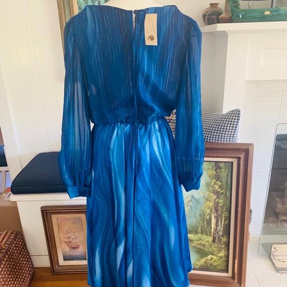 Vintage 1980’s Midnight Blue Split-Sleeved Dress - Picture 6 of 6